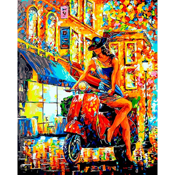 Картина по номерах "Дівчина на скутері" км Лавка Чудес 40 x 50 см в коробці LC10100