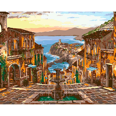 Картина за номерами "Старинний фонтан на площі" Тм Лавка Чудес 40 x 50 см LC30094