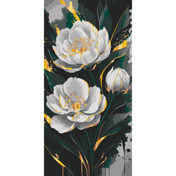 Картина за номерами Art Craft "Золото півоній" з метал. фарбами 40x80 см 13159-AC