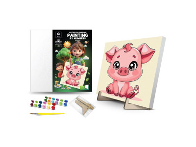 Каритна за номерами qbee "Поросятко" з дерев'яною підставкою 25х25 см QB900-014