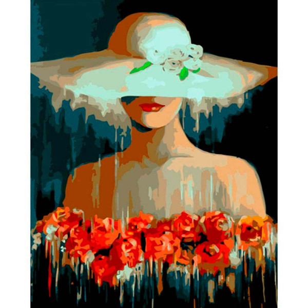 Картина за номерами Розі під шляпкою Strateg 40х50 см GS599