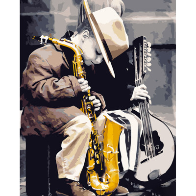 Картина за номерами Музикант із дитинства Strateg 40х50 см GS921 Картина за номерами Музикант із дитинства Strateg 40х50 см GS921