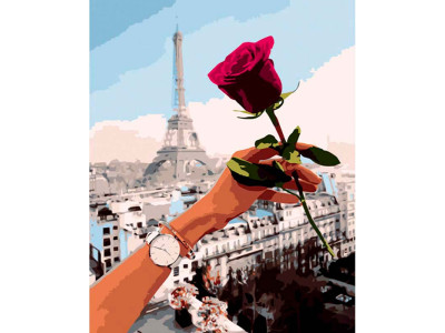 Картина по номерах Побачення в Парижі Strateg 40х50 см GS1147