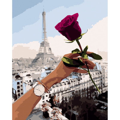 Картина по номерах Побачення в Парижі Strateg 40х50 см GS1147