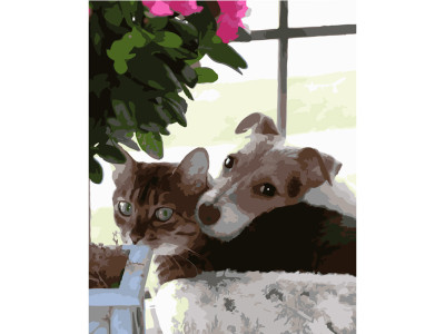 Картина по номерах Відпочинок пухнастіків Strateg 40х50 см GS407