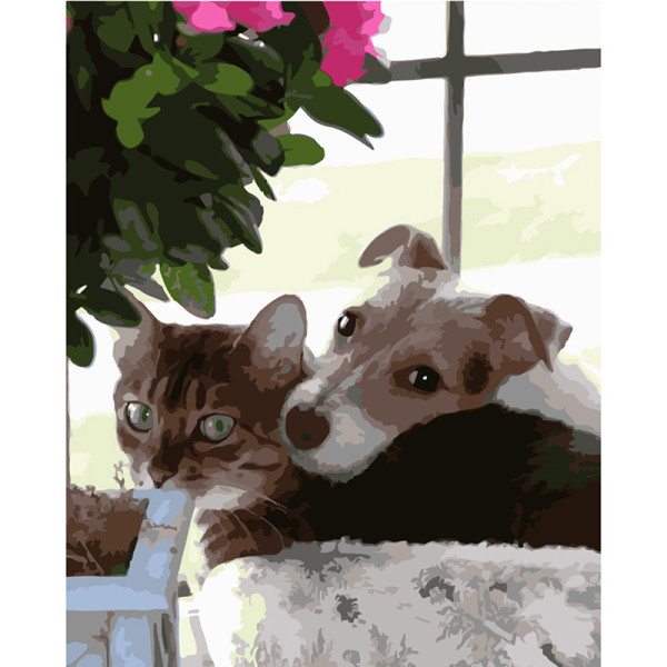 Картина по номерах Відпочинок пухнастіків Strateg 40х50 см GS407