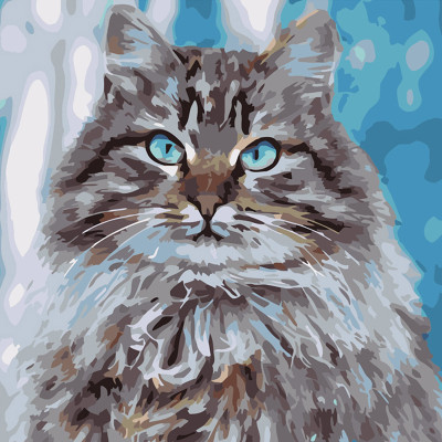 Картина за номерами Котик із блакитними очима Strateg 40х40 см SK046