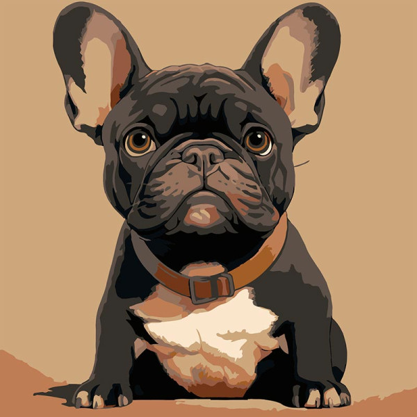 Картина за номерами Strateg Французький бульдог 20x20 см HH8036