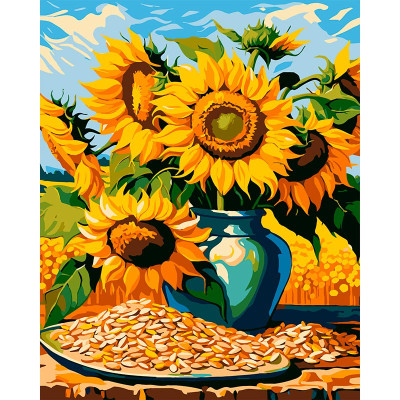 Картина за номерами Strateg Соняшники у вазі 40x50 см VG027