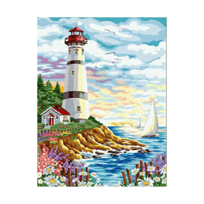 Картина за номерами Маяк і вітрильник 40*50 КНО086