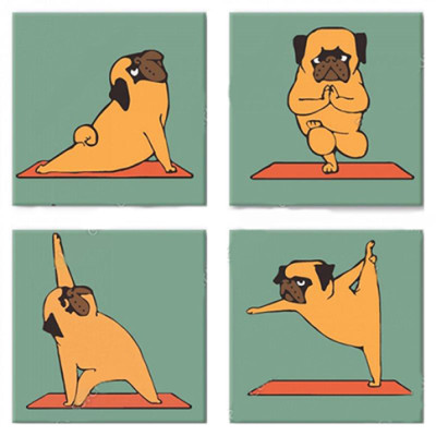 Набір для розпису за номерами Поліптих "Yoga-dog" 4шт 18x18 см KNP012