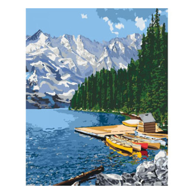 Картина за номерами Гірське озеро 40*50 КНО2223 Картина за номерами Гірське озеро 40*50 КНО2223