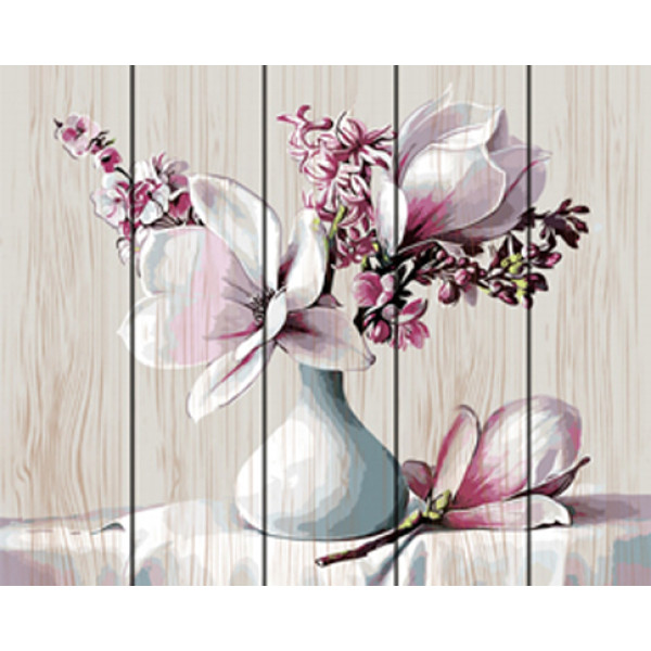 Картина за номерами на дереві. Rainbow Art "Букет магнолій" GT303-RA