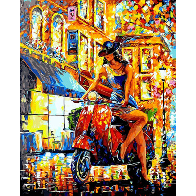 Картина по номерах "Дівчина на скутері" км Лавка Чудес 40 x 50 см в коробці LC10100