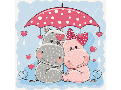 Картина за номерами "Бегемотики під парасолькою" 30*30 см Авторська 15530-AC