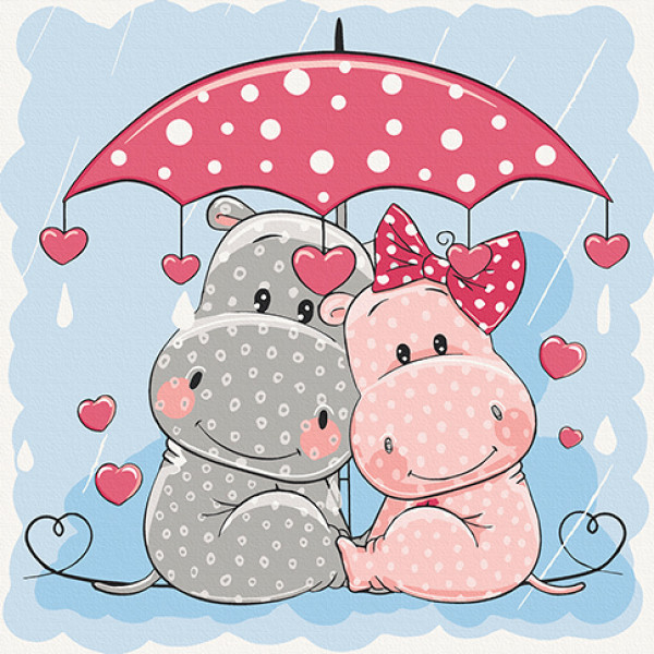 Картина за номерами "Бегемотики під парасолькою" 30*30 см Авторська 15530-AC