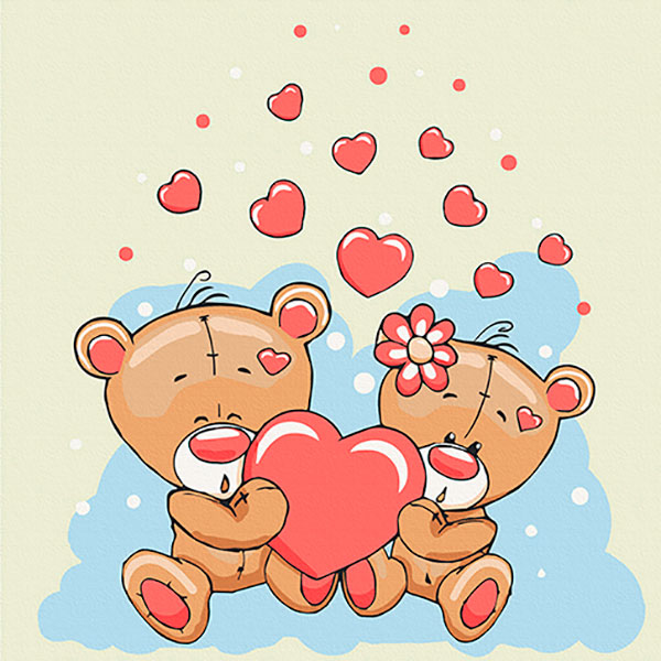 Картина за номерами "Пара ведмедиків" 30*30 см Авторська 15537-AC