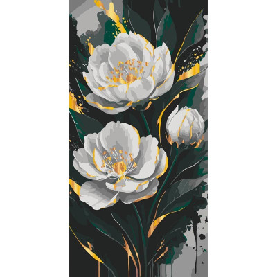 Картина за номерами Art Craft "Золото півоній" з метал. фарбами 40x80 см 13159-AC
