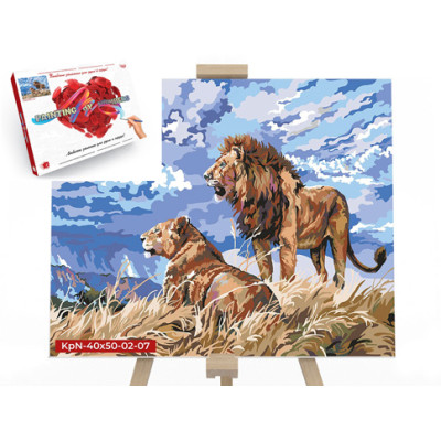Креативна творчість Картина за номерами на полотні 40х50 см у коробці "Леви KpN-40х50-02-07