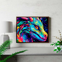 Картина за номерами Яскравий образ дракона Strateg на чорному фоні 30х40 см FH-11