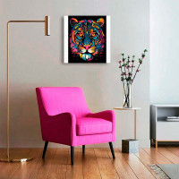 Картина за номерами Фантастичний тигр Strateg на чорному фоні 40х40 см AV4040-13