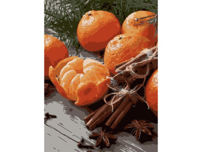 Картина за номерами Stateg Мандарини з прянощами 30х40 см SS1228