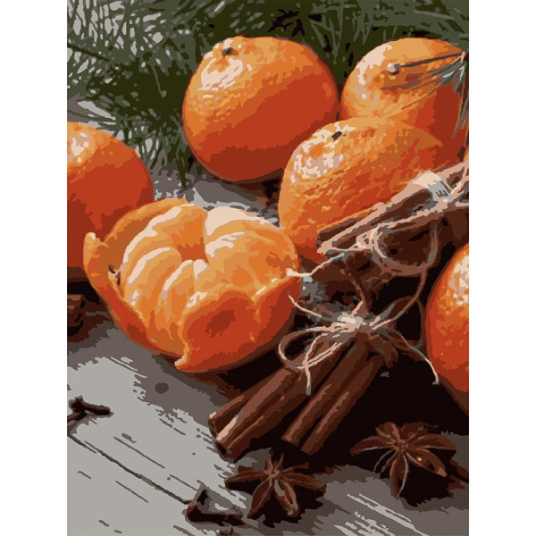 Картина за номерами Stateg Мандарини з прянощами 30х40 см SS1228