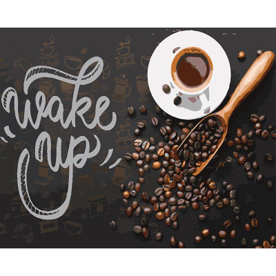 Картина за номерами Stateg Wake up на чорному фоні 40х50 см AH1171-19