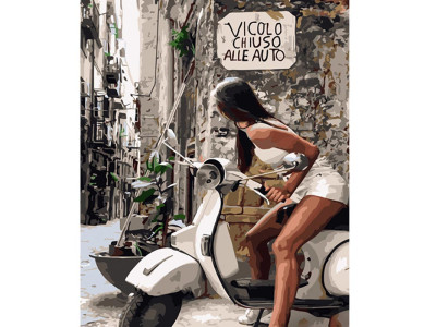 Картина за номерами Stateg Дівчина на мопеді 40х50 см HH079