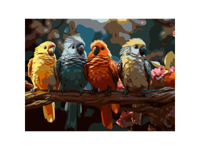 Картина за номерами Strateg Птахи на гілці 30Х40 см SS-1305