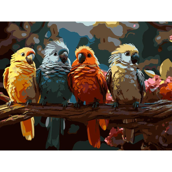 Картина за номерами Strateg Птахи на гілці 30Х40 см SS-1305