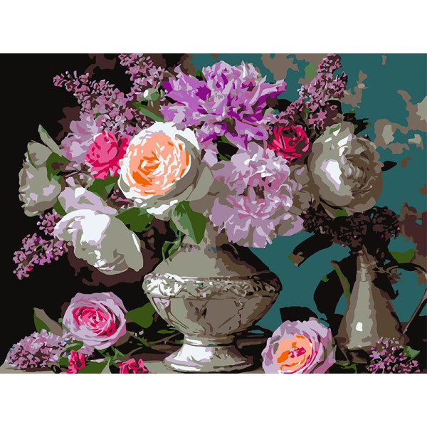 Картина за номерами Strateg Різноманітні квіти 30Х40 см SS-1315