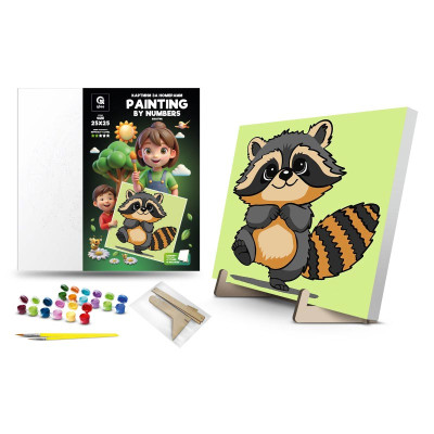 Каритна за номерами qbee "Єнотик" з дерев'яною підставкою 25х25 см QB900-024