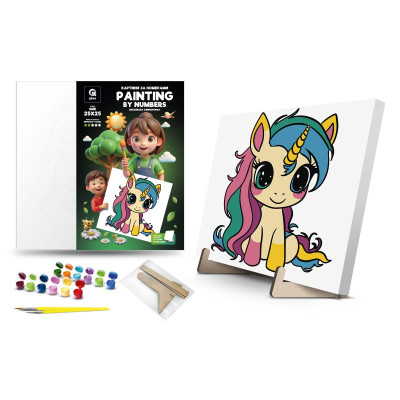 Каритна за номерами qbee "Веселкова Єдиноріжка" з фарбами металік 25х25 см QB900-012/QB901-012