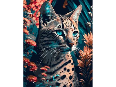 Картина по номерах Кіт-хижак Strateg 40х50 см GS905