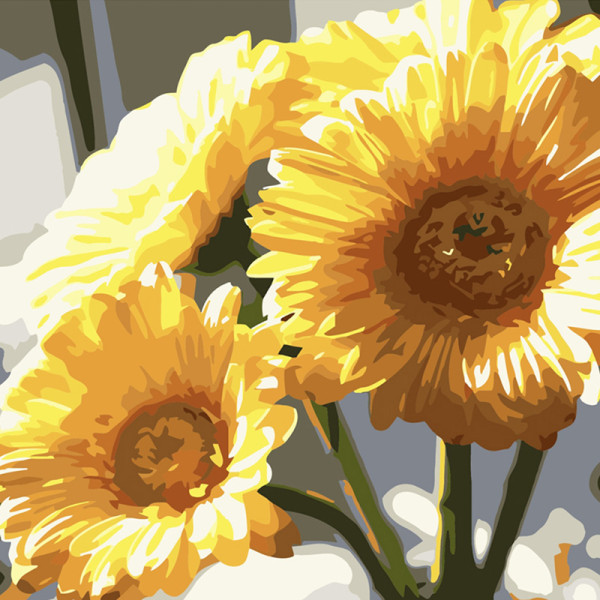 Картина за номерами квіти Тріо гербен Strateg 40х40 см SK036