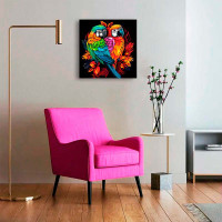 Картина за номерами Попугаї в квітковому поп-арті Strateg на чорному фоні 4 AV4040-41