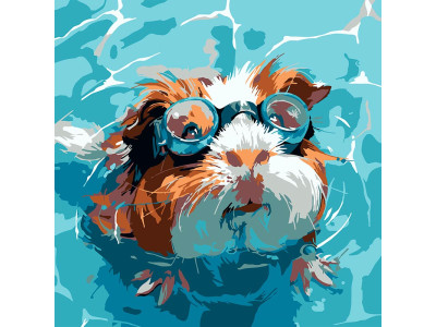 Картина за номерами Strateg Морська свинка у воді 20x20 см HH8039