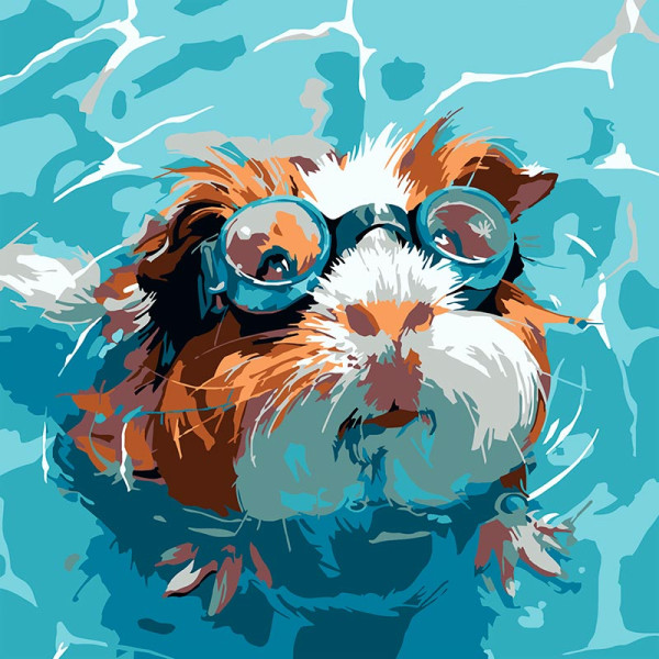 Картина за номерами Strateg Морська свинка у воді 20x20 см HH8039