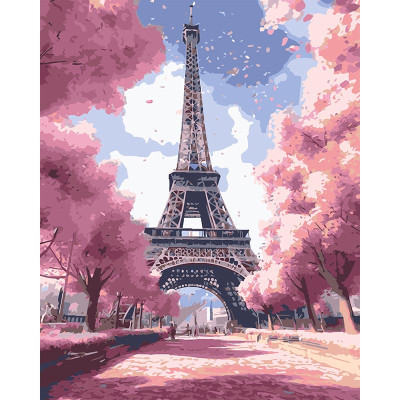 Картина за номерами Strateg Рожева Ейфелева вежа 40x50 см VG023