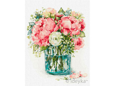 Картина за номерами "Вишукані півонії" Ідейка 30х40 см. KHO2960