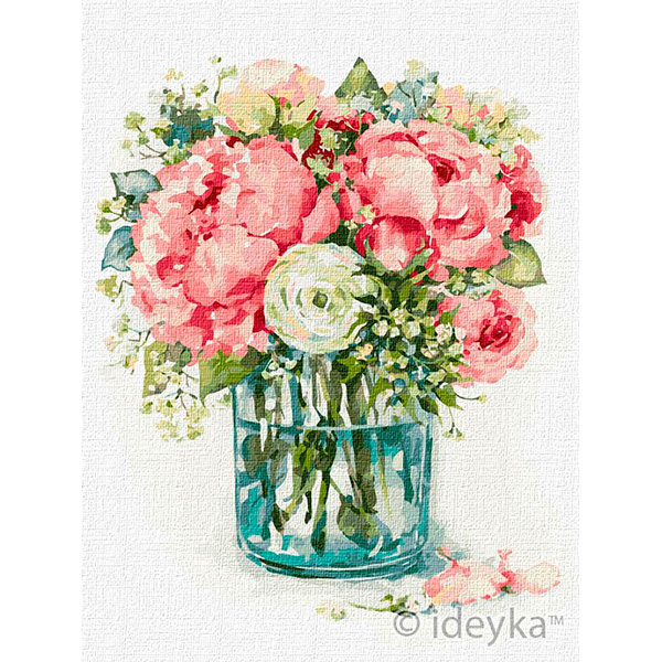 Картина за номерами "Вишукані півонії" Ідейка 30х40 см. KHO2960