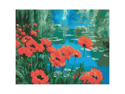 Картина за номерами Маки біля ставка 40*50 КНО2056 Картина за номерами Маки біля ставка 40*50 КНО2056