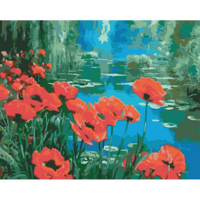 Картина за номерами Маки біля ставка 40*50 КНО2056