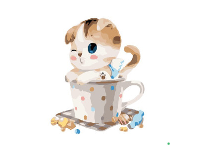 Картина за номерами Кошеня в чашці 40*50 см PGX8395