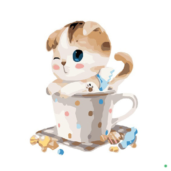 Картина за номерами Кошеня в чашці 40*50 см PGX8395