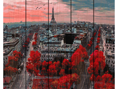 Картина за номерами на дереві. Rainbow Art "Червоні фарби Парижа" GXT4887-RA