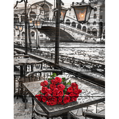 Картина за номерами на дереві. Rainbow Art "Троянди під дощем" GXT9754-RA