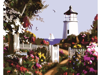 Картина за номерами "Квіти та маяк" тм Лавка Чудес 40 x 50 см LC30042