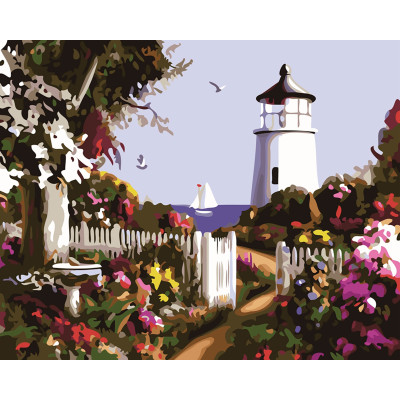 Картина за номерами "Квіти та маяк" тм Лавка Чудес 40 x 50 см LC30042